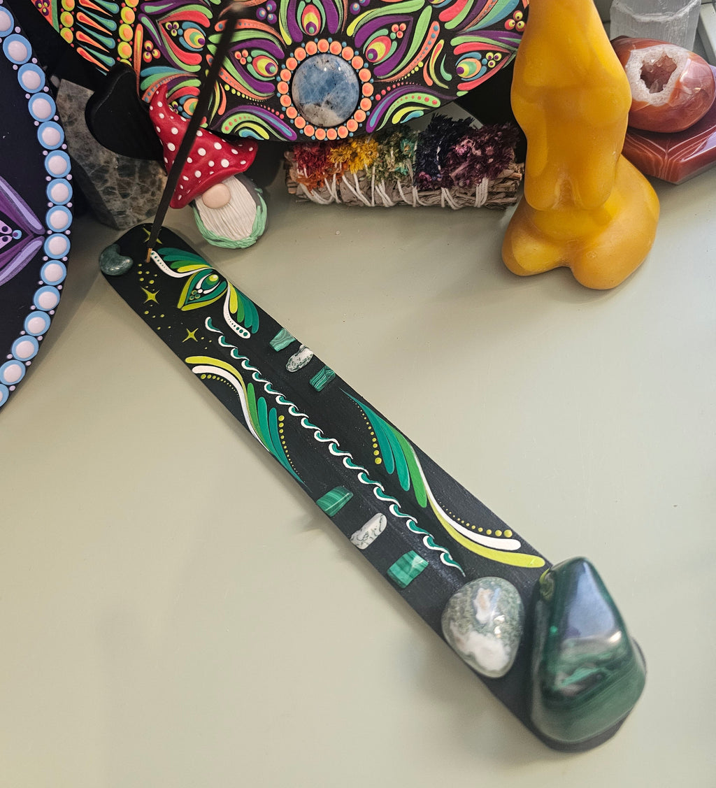 Encensoir, malachite et agate mousse. ✨💚 Afficher au centre Holistique l'Harmonie.